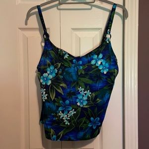 Navy floral tankini swim skirt